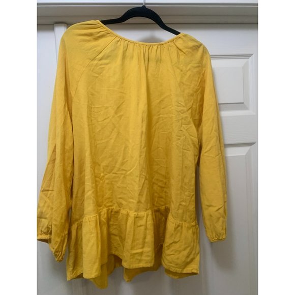 Old Navy Yellow Long Sleeve Bottom Flared Blouse XXL - Picture 4 of 4